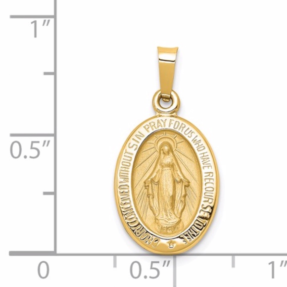 14k Miraculous Medal Pendant - Picture 4 of 4